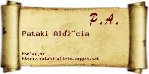 Pataki Alícia névjegykártya